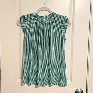 Elle black and aqua blue cap sleeve blouse